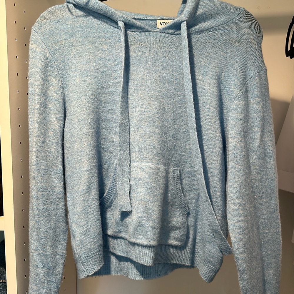 knit sweater with hood and pocket